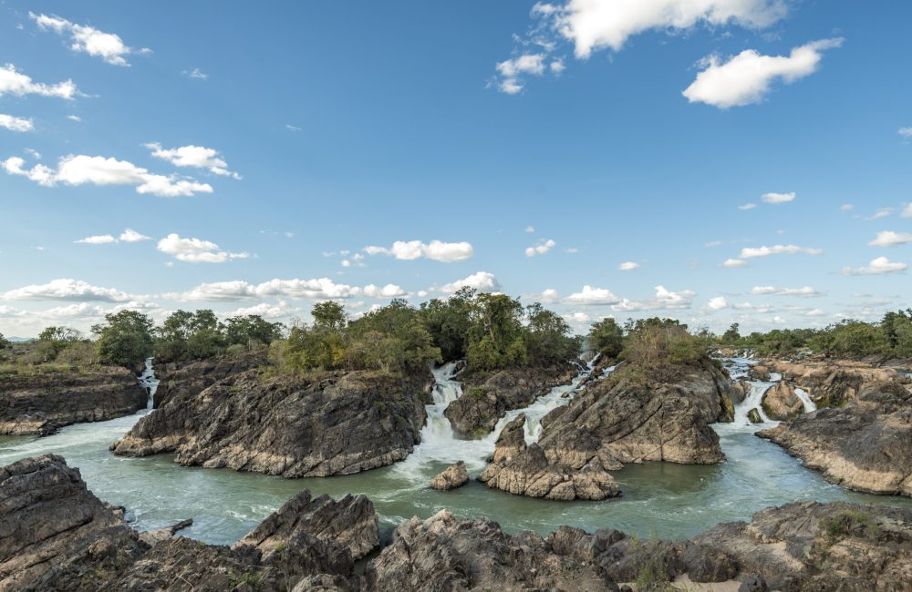 tropical waterfall in Laos
